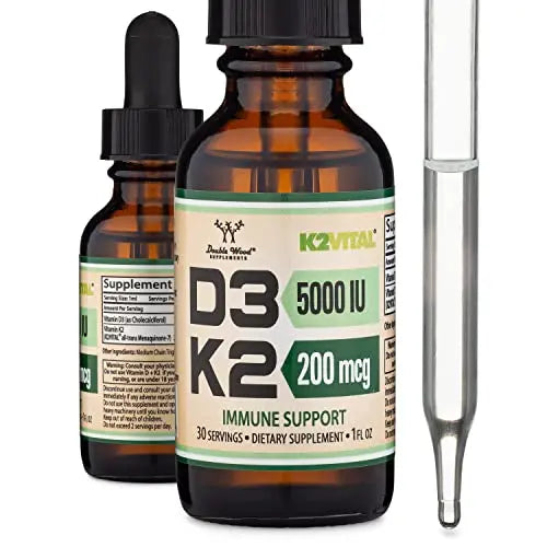 Vitamin D3 K2 5,000 IU Liquid Drops (5,000 IU of D3 and 200mcg of 99.9% All-Trans Double Wood Supplements Au supplements
