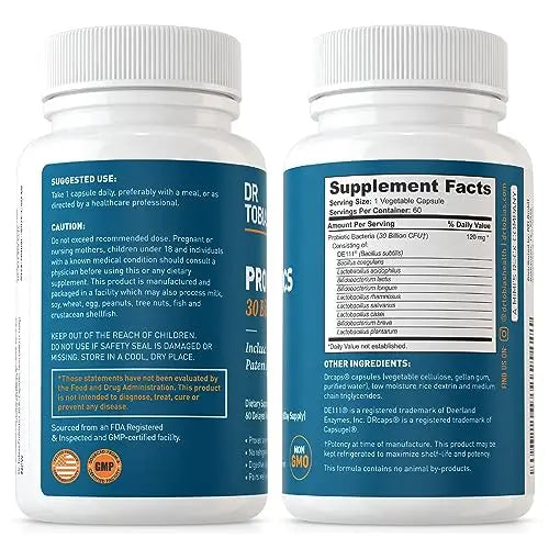 Dr. Tobias Probiotics 30 Billion, 10 Strains, 30 Billion CFU's, Targeted Release Probiotics Dr. Tobias Au supplements