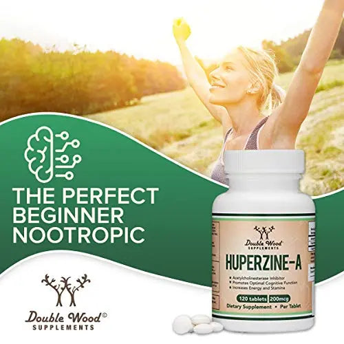 Huperzine A 200mcg (Third Party Tested) Manufactured in The USA, 120 Tablets, Brain Double Wood Supplements Au supplements