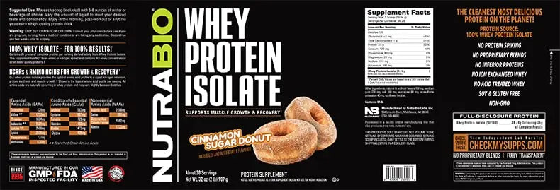 NutraBio Whey Protein Isolate Supplement – 25g of Protein Per Scoop with Complete NutraBio Au supplements