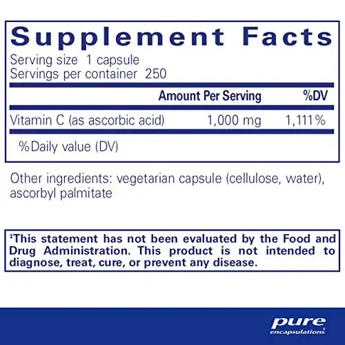 Pure Encapsulations Ascorbic Acid Capsules | Vitamin C Supplement Pure Encapsulations Au supplements
