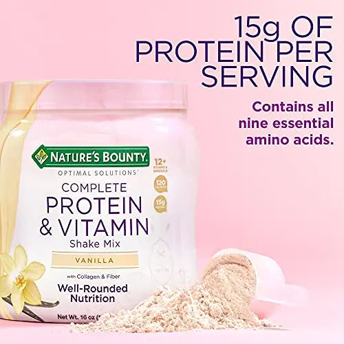 Nature's Bounty Complete Protein & Vitamin Shake Mix with Collagen & Fiber, Contains Nature's Bounty Optimal Solutions Au supplements