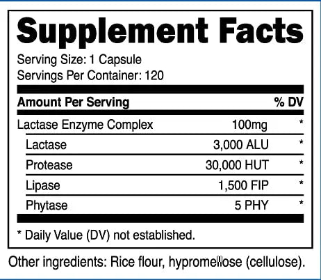 Nutricost Lactase Enzyme Complex 3,000 FCC ALU, 120 Veggie Capsules - Non-GMO Nutricost Au supplements