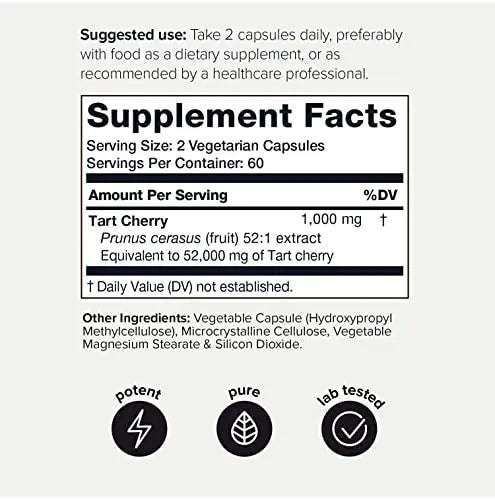 Toniiq Ultra High Strength Tart Cherry Capsules - 52,000mg 52x Concentrated Extract Toniiq Au supplements