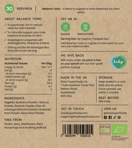 Rheal Balance Tonic 150g | 30 Servings | for Your Daily Balance with Superfoods Rheal Au supplements