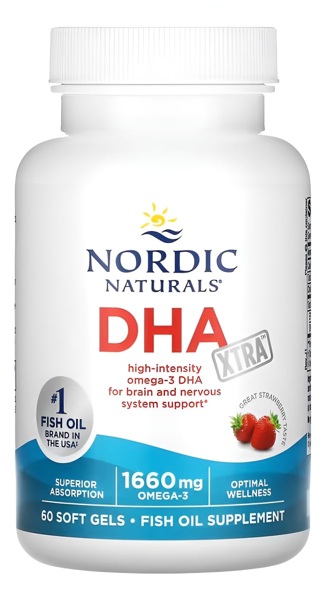 Nordic Naturals DHA Xtra, Strawberry - 60 Soft Gels - 1660 mg Omega-3 - High-Intensity DHA Formula for Brain & Nervous System Support - Non-GMO - 30 Servings Nordic Naturals Au supplements