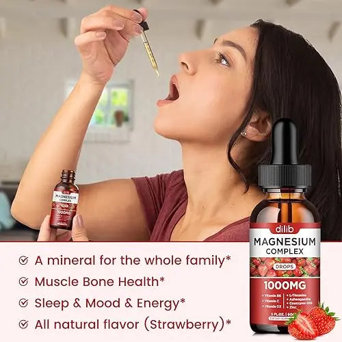 Triple Magnesium Complex Supplement, Magnesium Glycinate, Blend, Citrate Liquid Drops dilib Au supplements