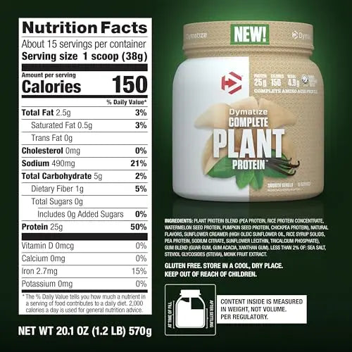 Dymatize Vegan Plant Protein, Smooth Vanilla, 25g Protein, 4.8g BCAAs, Complete Dymatize Au supplements