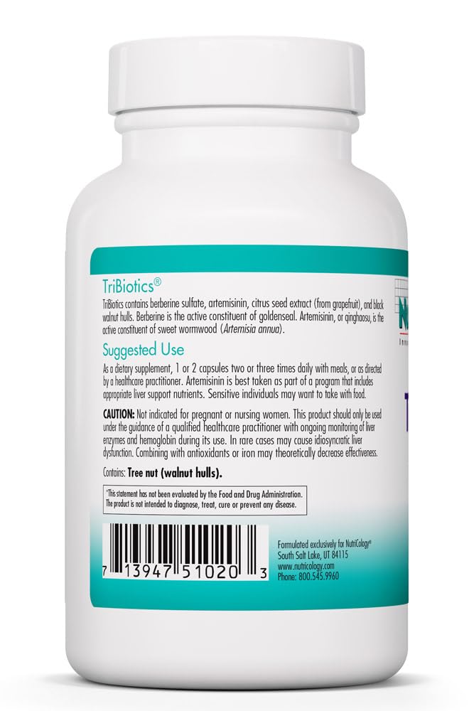 Nutricology TriBiotics - Berberine Artemisinin Botanical Blend - Gastrointestinal Support - Hypoallergenic - 45 Servings - 90 Capsules Allergy Research Group Au supplements