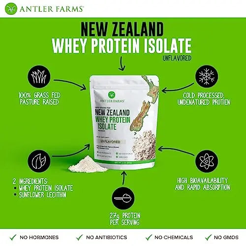 Antler Farms - 100% Grass Fed New Zealand Whey Protein Isolate, Unflavored, 30 Servings Antler Farms Au supplements