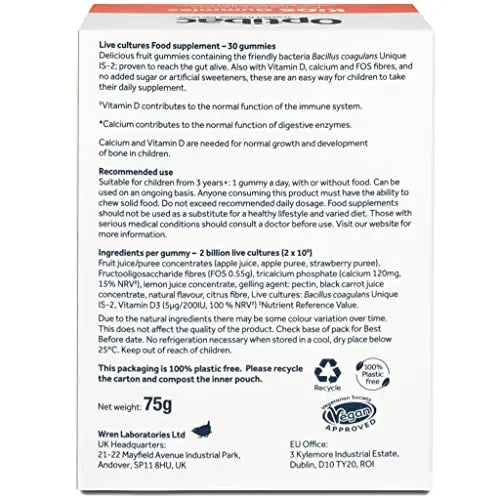 Optibac Kids Probiotic with Vitamin D & Calcium for Immune System Support & Gut Health OptiBac Au supplements