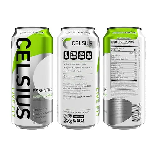 CELSIUS ESSENTIALS, Sparkling Cherry Limeade, Performance Energy Drink 16 Fl Oz CELSIUS Au supplements