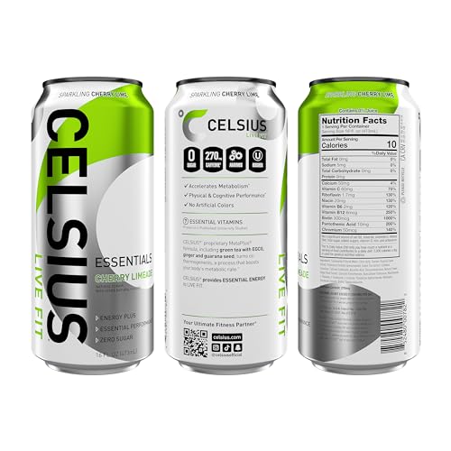 CELSIUS ESSENTIALS, Sparkling Cherry Limeade, Performance Energy Drink 16 Fl Oz CELSIUS Au supplements