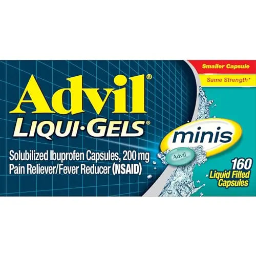 Advil Liqui-Gels Minis Pain Reliever and Fever Reducer, Pain Medicine for Adults with Ibuprofen 200mg for Pain Relief - 160 Liquid Filled Capsules Advil Au supplements