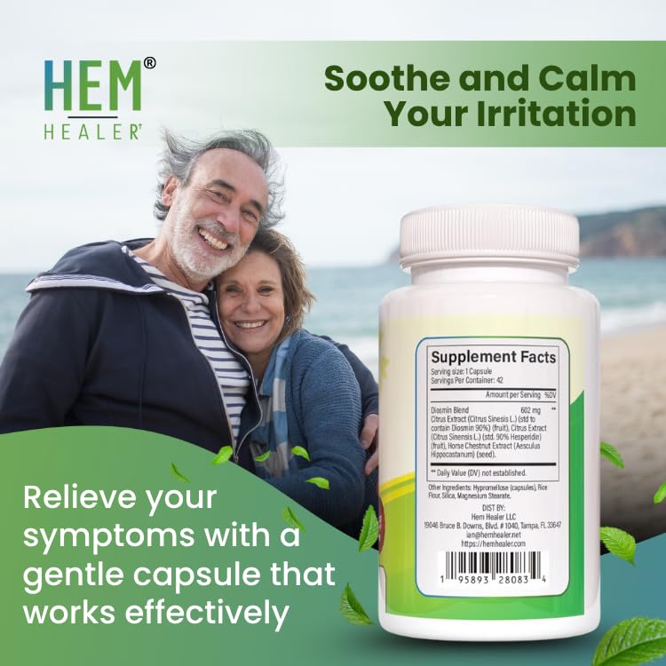 Hem Healer Hem Hero Extra Strength Hemorrhoid Treatment - Reduce Swelling, Soothe Itching & Irritation - 100% Natural - 42 Vegetarian Capsules Hem Healer Au supplements