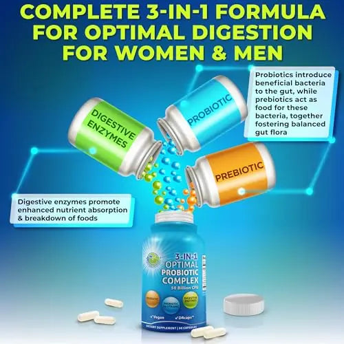 Probiotics with Digestive Enzymes and Prebiotic for Women and Men - 3-In-1 Vegan Probiotic SUPPLEMENTS STUDIO Au supplements