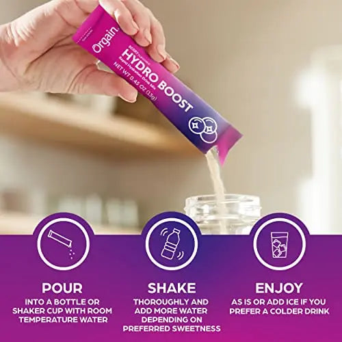 Orgain Organic Hydration Packets, Electrolytes Powder - Berry Hydro Boost Orgain Au supplements