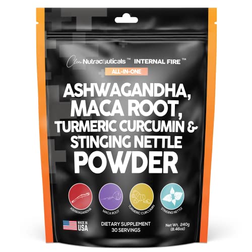 4in1 Ashwagandha Maca Root Powder Supplement with Turmeric Stinging Clean Nutraceuticals Au supplements