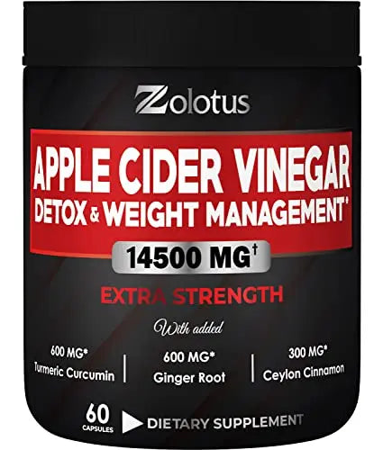 Zolotus 14x Strength Apple Cider Vinegar Capsules, Equivalent to 14500mg, with Turmeric Zolotus Au supplements