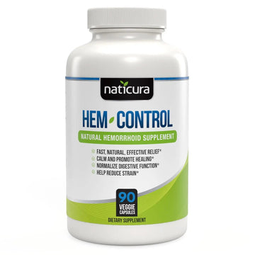 Naticura Hem-Control - Fast Effective Hemorrhoid Treatment Supplement - Powerful Formula to Promote Symptom Relief, Shrinking of Hemorrhoids, Ease Discomfort - 90 Vegan Capsules - Made in USA Naticura Au supplements