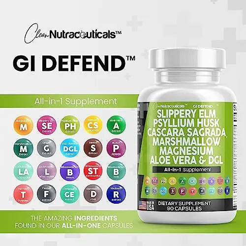 Slippery Elm 5000mg Psyllium Husk 2000mg Pre Probiotic Digestive Gut Clean Nutraceuticals Au supplements