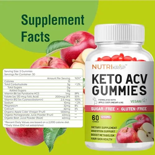 NutriKrisp Organic Keto ACV Gummy for Weight Loss - Sugar & Gluten Free Apple Cider NutriKrisp Au supplements