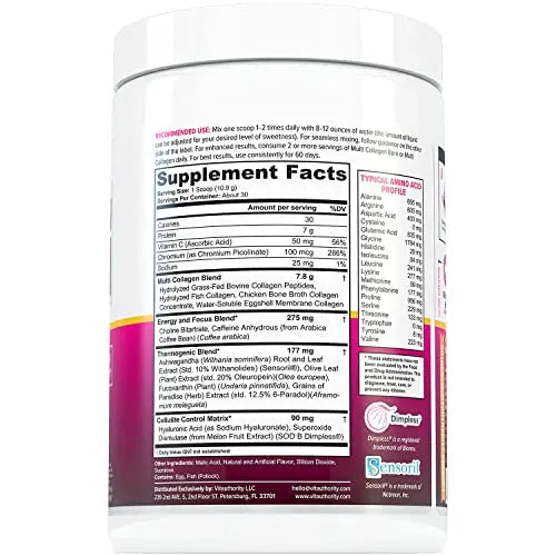 Multi Collagen Burn: Multi-Type Hydrolyzed Protein Peptides with Hyaluronic Acid, Vitamin Vitauthority Au supplements