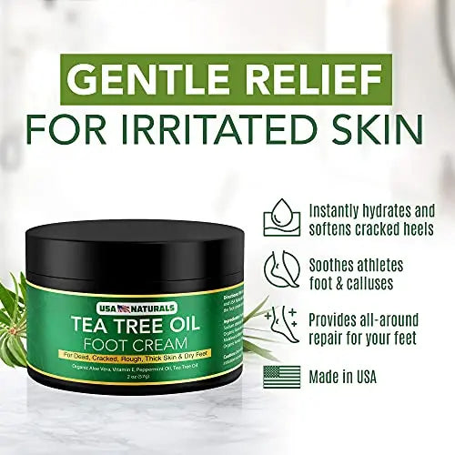 Tea Tree Oil Foot Cream For Dry Cracked Heels Repair - Natural Foot Cream For Dry Cracke USA Naturals Au supplements