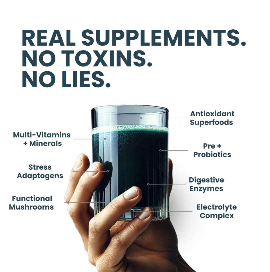 ELYXaR Daily Superfood Complex - Supplement Powder - 60+ Vitamins, Minerals, Wholefood-Sourced Ingredients, Stress Adaptogens, Pro & Prebiotics, Digestive Enzymes, & Electrolytes - 30 Servings apotheka superfoods Au supplements