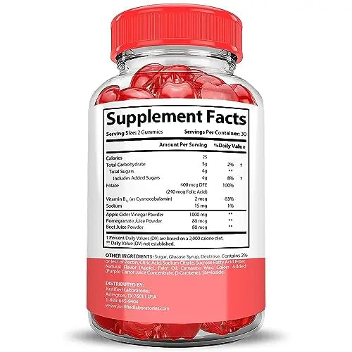 Justified Laboratories Keto Bites Keto ACV Gummies 1000MG Vegan Non GMO with Pomegranate Justified Laboratories Au supplements