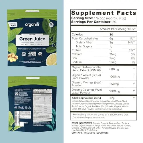 Organifi Green Juice - Organic Superfood Powder - 180-Day Supply - Organic Vegan Green Organifi Au supplements
