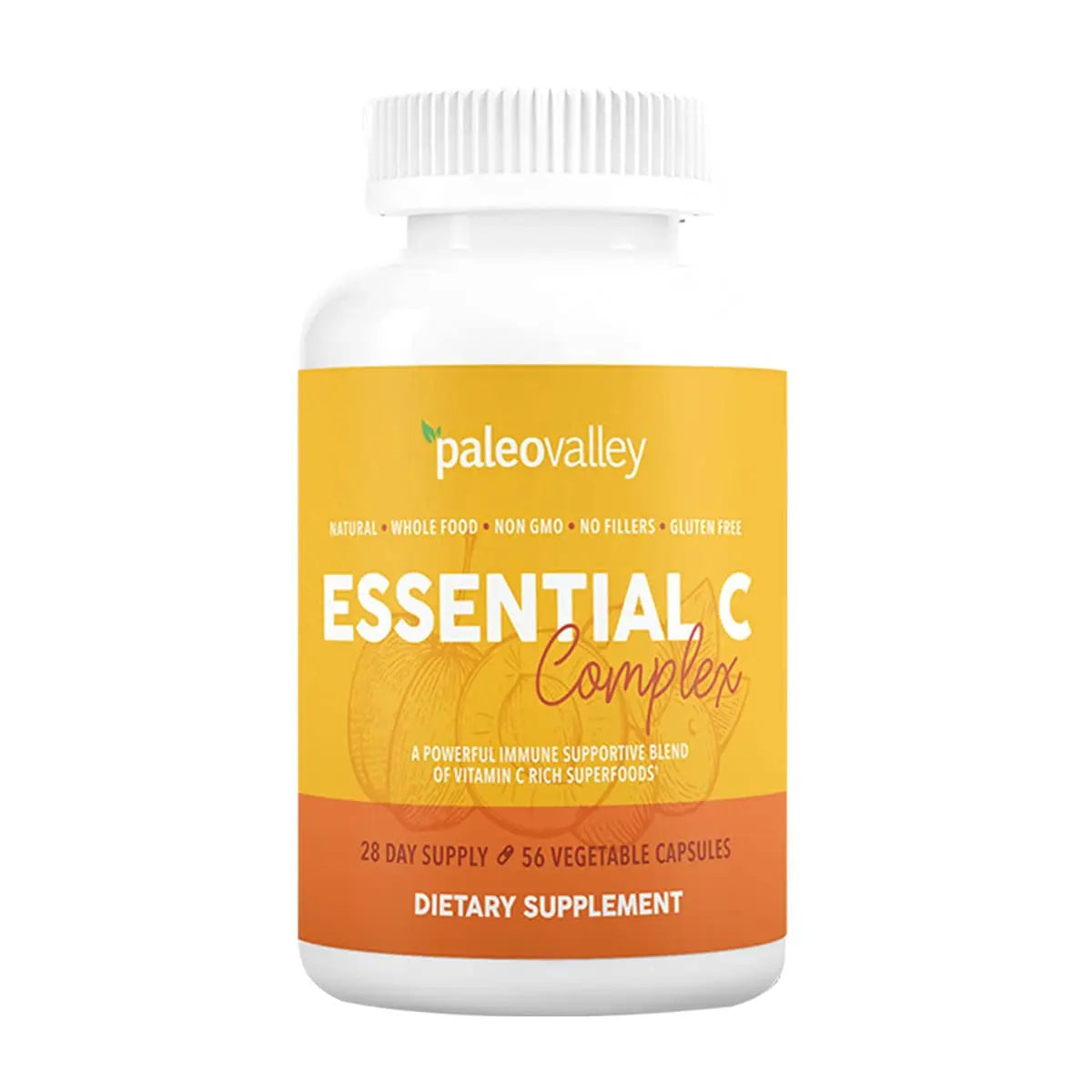 Paleovalley Essential C Complex - Vitamin C Supplement for Immune Support - 1 Pack, 450mg - Organic Superfoods Unripe Acerola Cherry, Camu Camu, Amla Berry Paleovalley Au supplements
