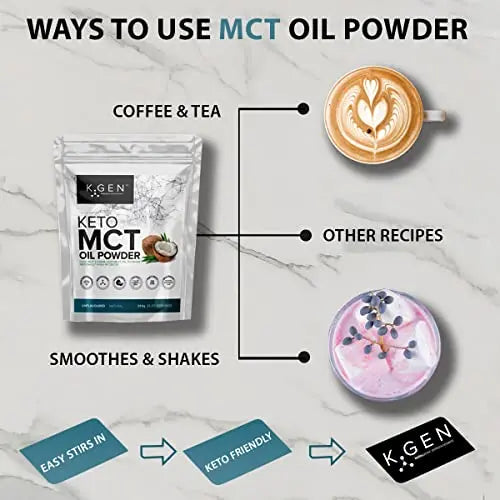 Keto MCT Oil Powder Pure Coconut MCT Keto Coffee Creamer | Premium Quality C8 Easily Absorbed & Digested - Ideal for Paleo & Vegan Diets K GEN ketogenic enhancement Au supplements