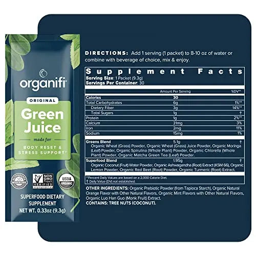 Organifi: GO Packs - Green Juice - Organic Superfood Supplement Powder - 30 Count Organifi Au supplements