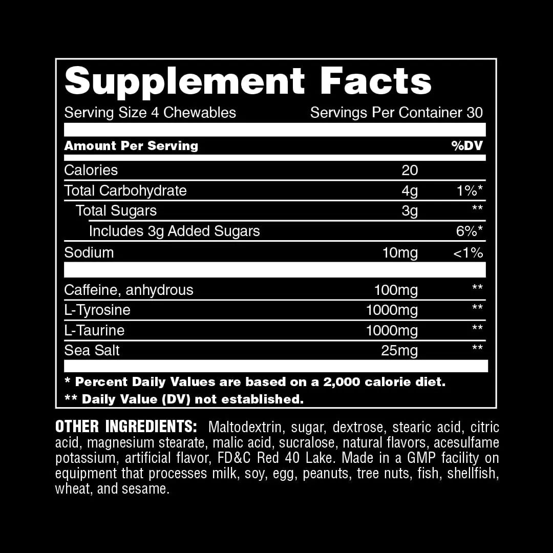 Animal Energy Chews, Fast Acting Energy with Caffeine, Nootropics and Sea Salt Animal Au supplements