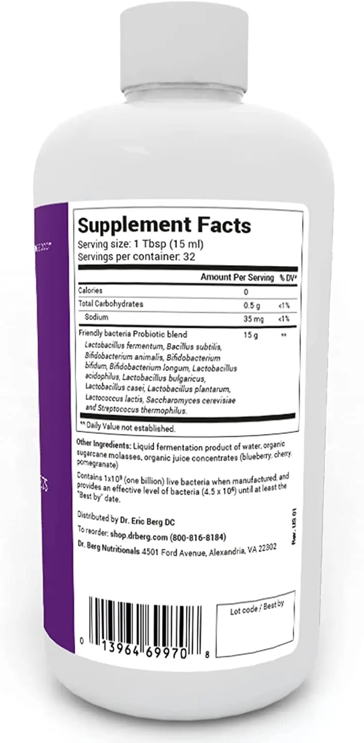 Dr. Berg's Friendly Probiotic Liquid Supplement Drink Mix w/ 12 Live Probiotics Strains Dr. Berg Nutritionals Au supplements