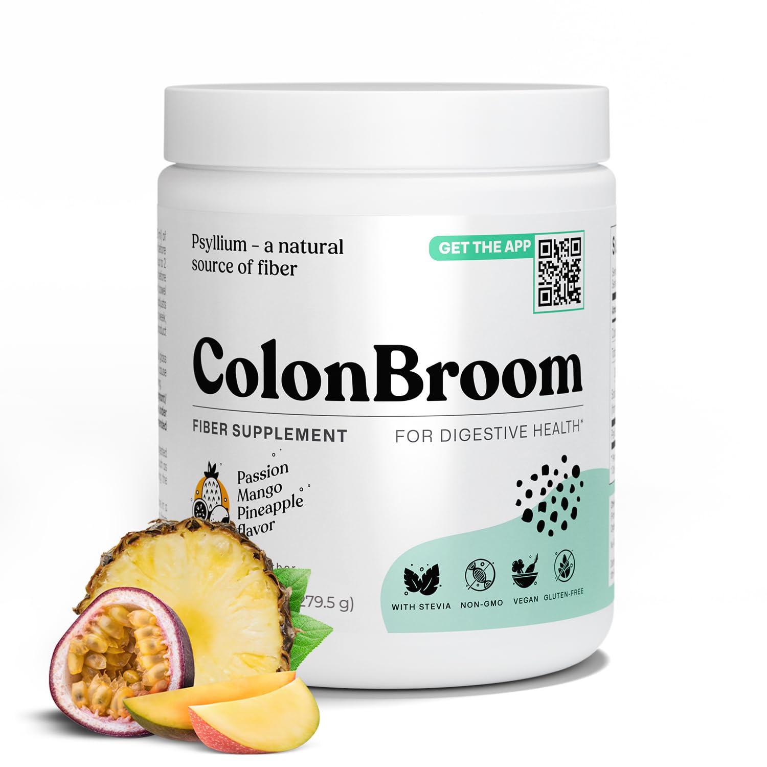 ColonBroom Psyllium Husk Powder with Stevia (Tropical Fruits) - Colon Cleanse for Bloating Relief & Gut Health - Colon Broom Fiber Powder Drink - Vegan Fiber Powder Stevia Supplement, 50 Servings ColonBroom Au supplements