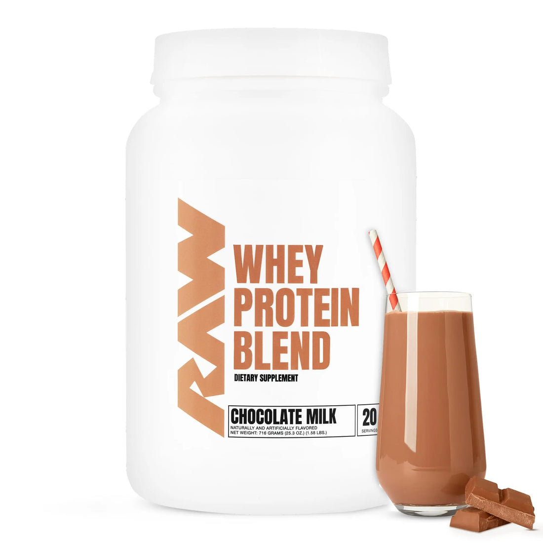 RAW Whey Protein Powder Blend, Chocolate Milk (20 Servings) - Grass-Fed Microfiltered RAW Au supplements
