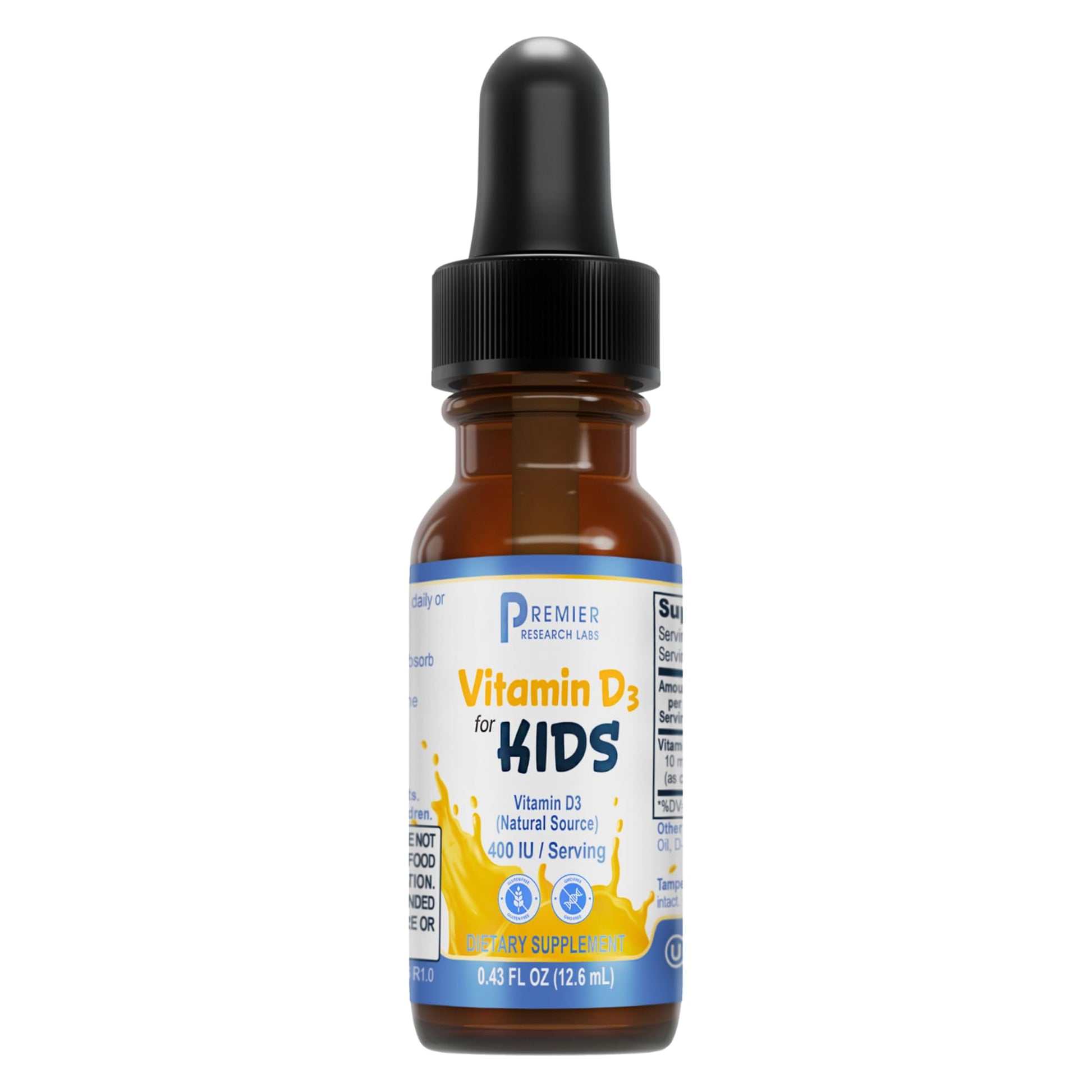 Premier Research Labs Vitamin D3 for Kids - Vitamin D Drops for Children, Kids Liquid Vitamin D, 400 IU Per Serving, Supports Healthy Brain Development - 0.43 fl oz Premier Research Labs Au supplements