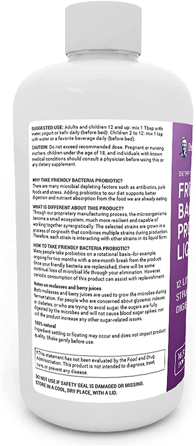Dr. Berg's Friendly Probiotic Liquid Supplement Drink Mix w/ 12 Live Probiotics Strains Dr. Berg Nutritionals Au supplements