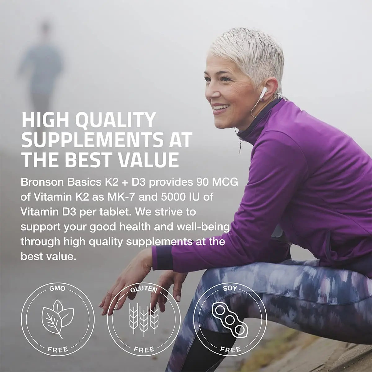 Bronson Basics Vitamin K2 D3 (MK7) Supplement Non-GMO Formula 5000IU (125 mcg) Bronson Au supplements