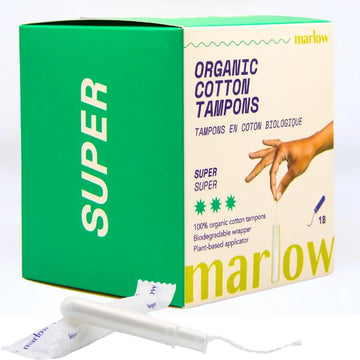 Award Winning 100% Organic Cotton Easy Glide Tampons with Compact Plant Based Applicator MARLOW Au supplements