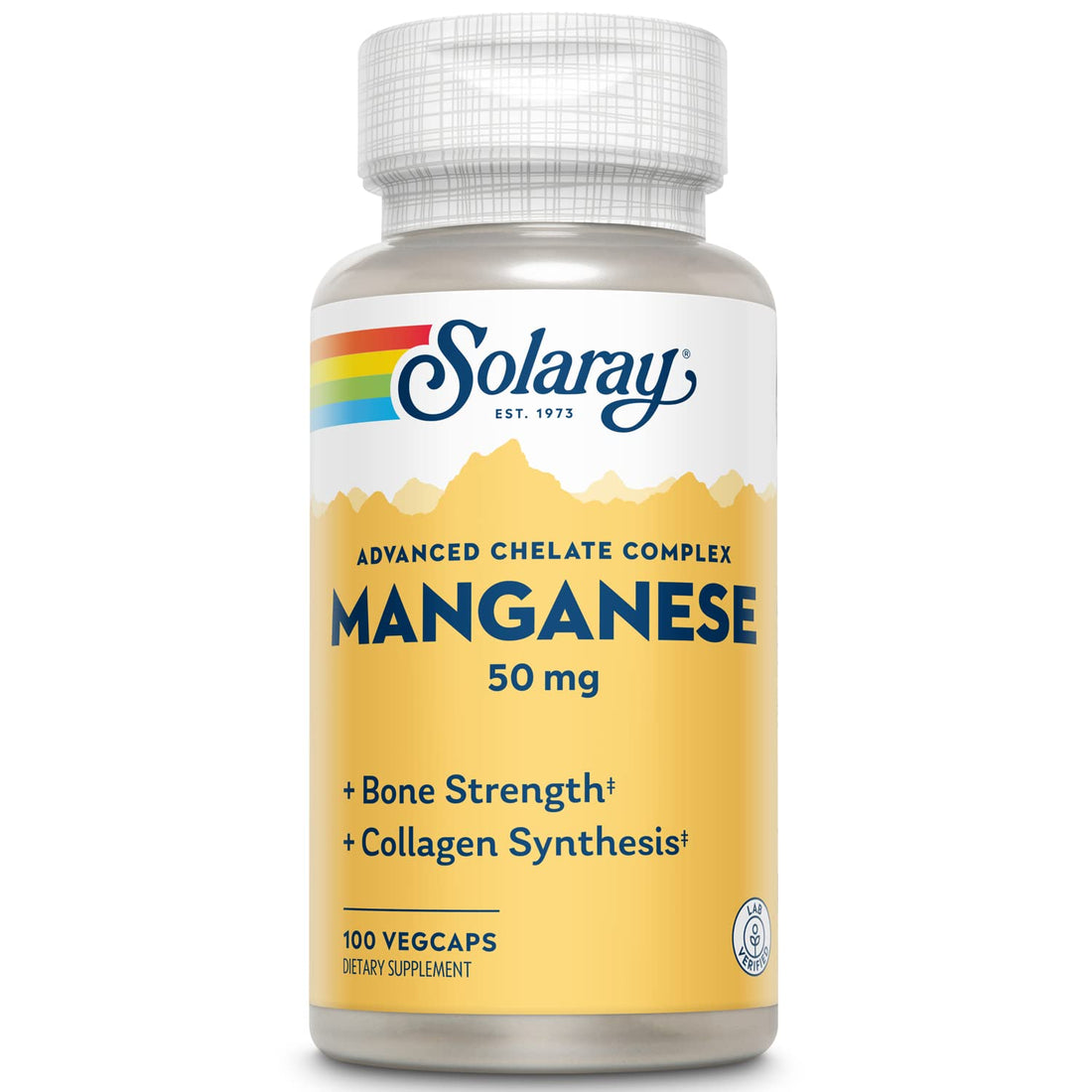 SOLARAY Manganese Supplement 50 mg - Essential Trace Minerals - Advanced Trace Mineral Supplements for Bone Strength and Bone Health Support - Lab Verified, 60-Day Guarantee, 100 Servings, 100 VegCaps SOLARAY Au supplements