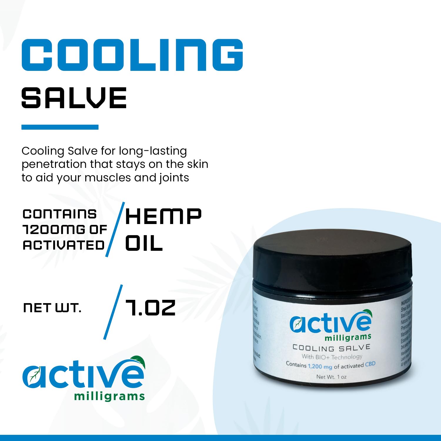 active milligrams Hemp Cooling Salve for Joint & Muscle Relief - Infused with Menthol, Shorea (Sal) Butter, Yarrow Essential Oil – Soothe Discomfort in Back, Knees, Neck, Shoulder, and Elbow - 1 OZ active milligrams Au supplements