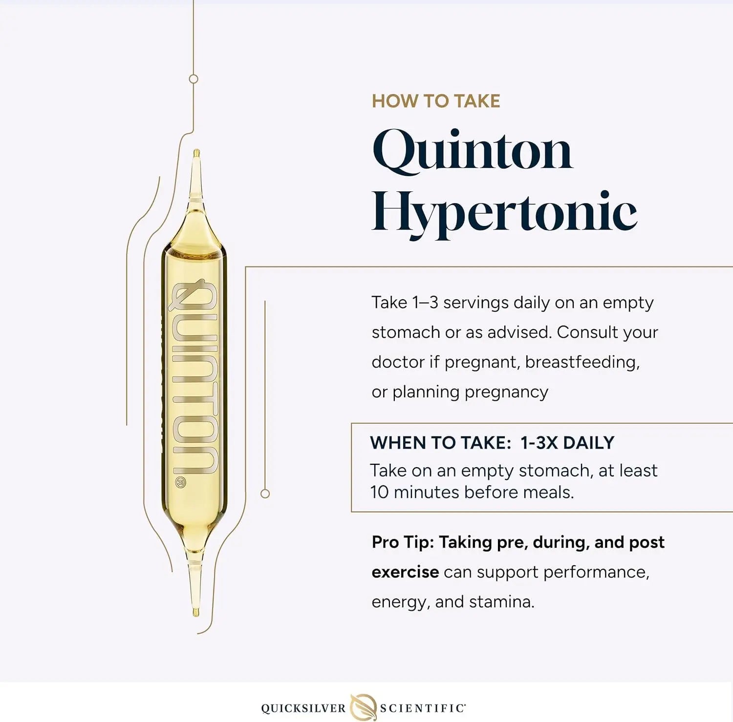 Quicksilver Scientific Original Quinton Hypertonic Solution - Sea Water Hydration - Liquid Minerals with Electrolytes for Muscle Recovery, Stamina+Mineral Replenishment (30 Single Serving Glass Vials) Quicksilver Scientific Au supplements