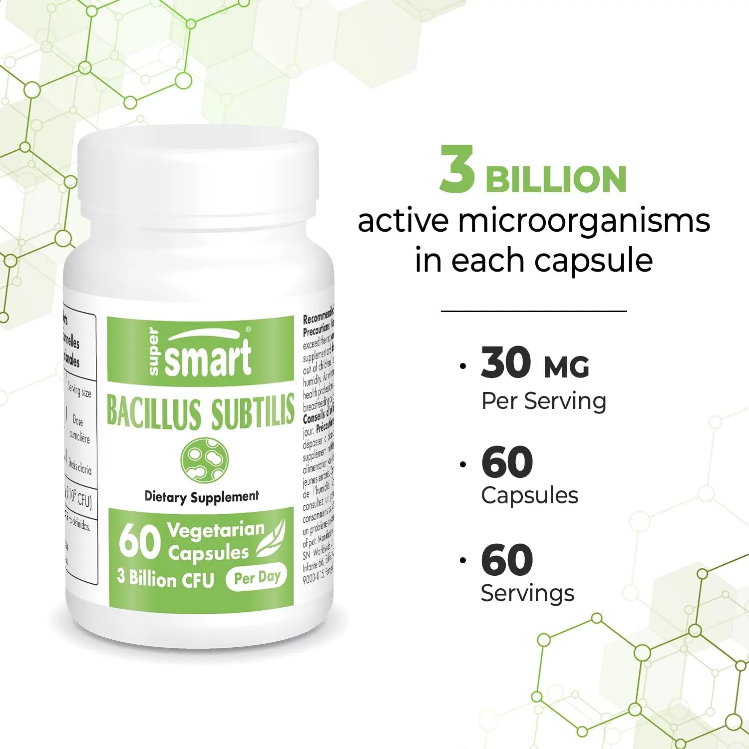 Supersmart - Bacillus Subtilis 3 Billion CFU per Day (High Potency) - Spore Probiotic Supersmart Au supplements