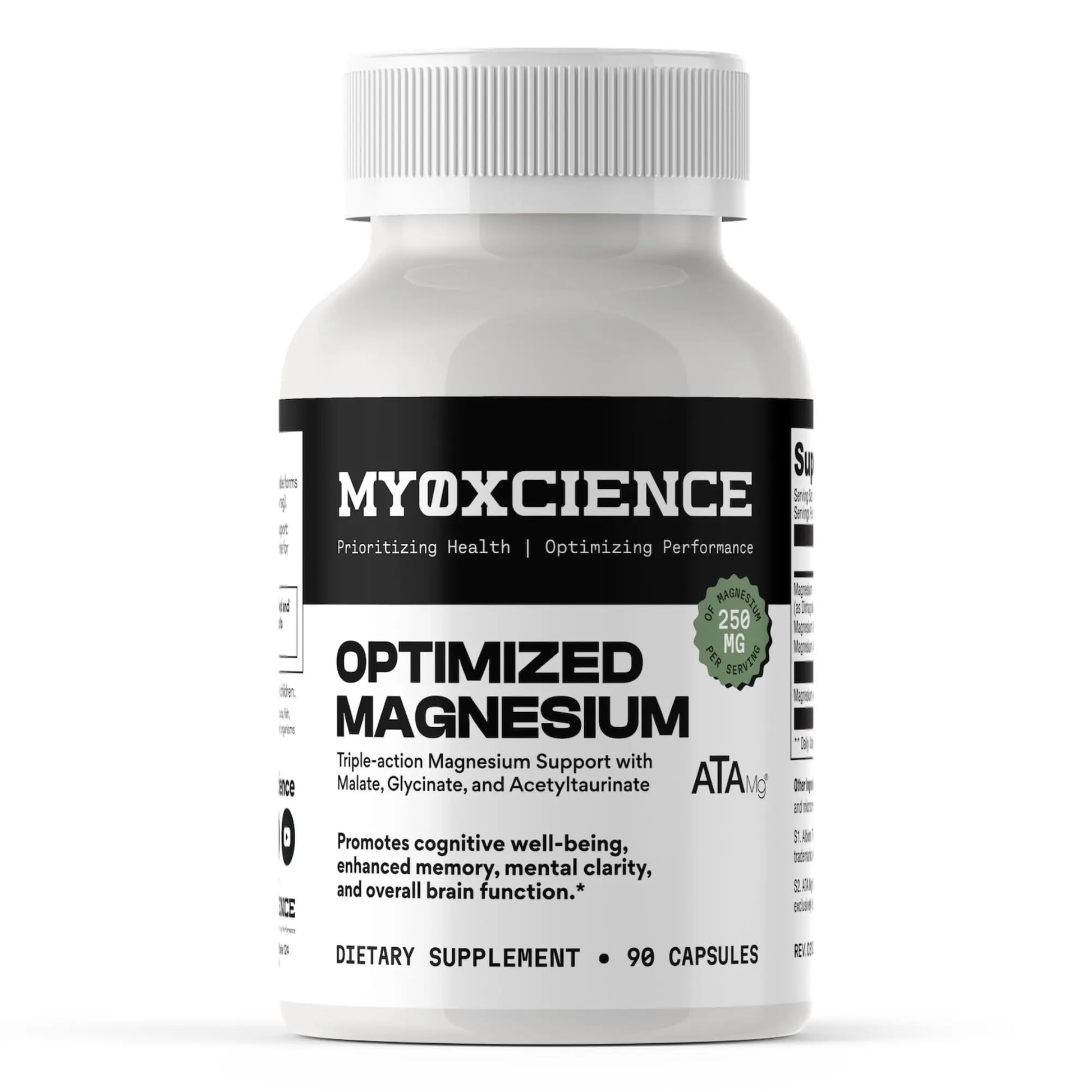 MYOXCIENCE Optimized Magnesium Glycinate + Magnesium Taurate (as ATAmag®) for High Brain Bioavailability to Support Stress Relief and Sleep | 30 Servings MYOXCIENCE Au supplements