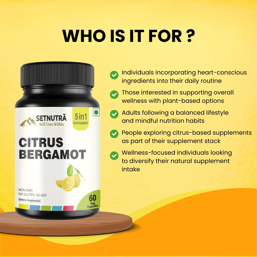 SETNUTRA Well From Within 5 in 1 Citrus Bergamot Supplement with Black Chokeberry Olive Leaf Niacin & Black Pepper | Heart Health Support Antioxidant Boost | Non GMO Gluten Free Capsules (60 Count) SETNUTRA Well From Within Au supplements