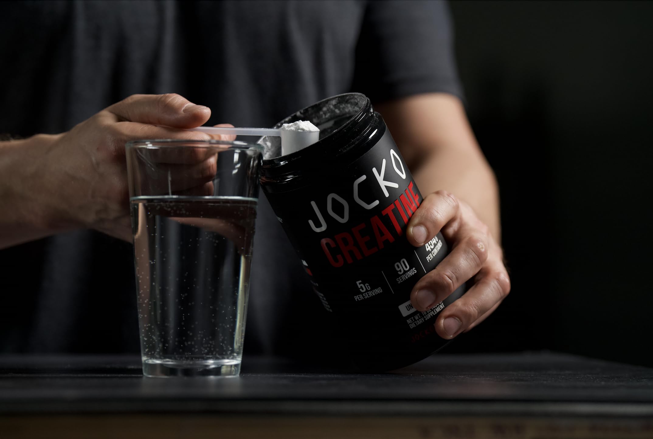 Jocko Fuel Creatine Monohydrate Powder - Creatine for Men & Women, Supplement for Athletic Performance & Muscle Health, 90 Servings 16 oz (Unflavored) (16 OZ JAR)