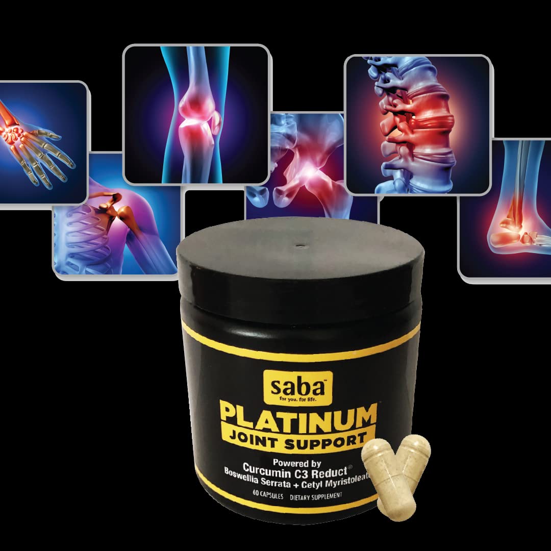 Saba Platinum Joint Support – High Absorption Curcumin C3 Reduct & Boswellia – Fast Acting Turmeric Supplement for Joint Pain Relief, Mobility & Healthy Inflammation Response – 60 Vegan Capsules Saba Au supplements